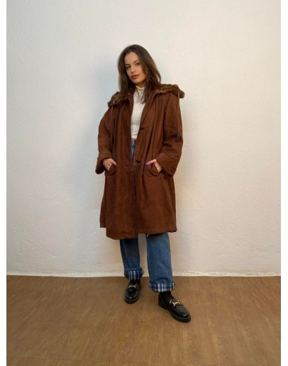 Vintage μακρύ suede δερμάτινο jacket L