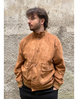 Vintage unisex leather suede bomber jacket L