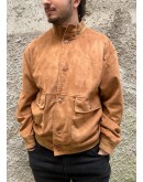 Vintage unisex leather suede bomber jacket L