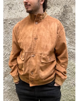 Vintage unisex leather suede bomber jacket L