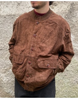 Vintage unisex leather suede bomber jacket L