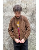 Vintage unisex leather suede bomber jacket S-M