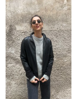 Vintage δερμάτινο jacket με suede λεπτομέρειες S