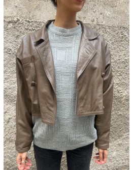 Vintage cropped δερμάτινο jacket M