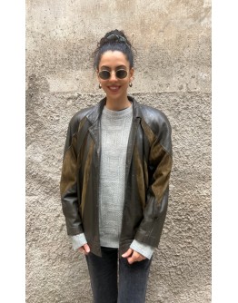 Vintage δερμάτινο jacket με suede λεπτομέρειες S