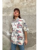 Vintage unisex εμπριμέ πουκάμισο M